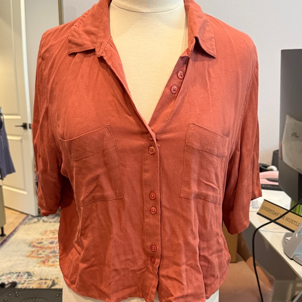 Amuse Society Rust Button-Down Shirt